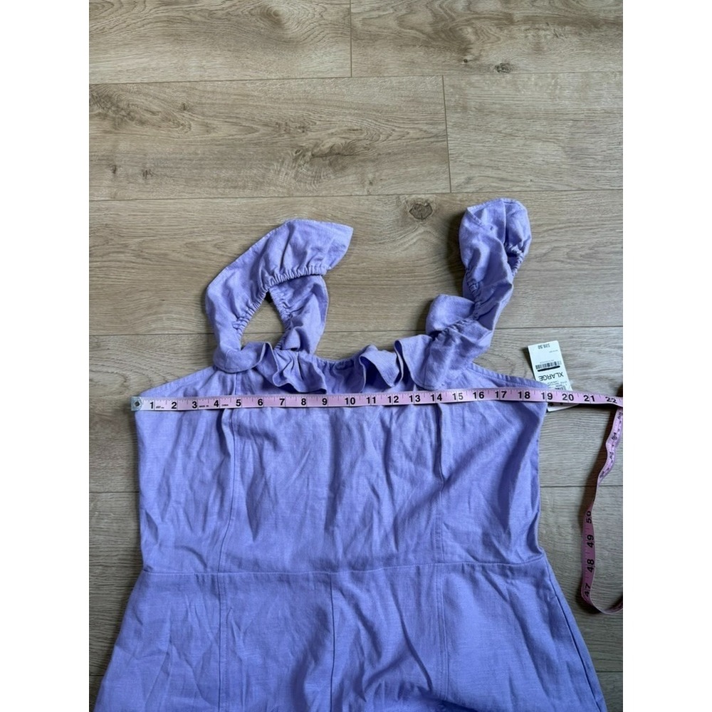 NWT Womens ON 34TH purple linen blend sleeveless jumpsuit ruffle summer size XL - Picture 7 of 16